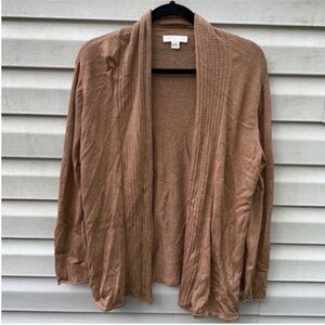 Coldwater Creek Brown Open Front Knit Cardigan Sweater size Large 14-16